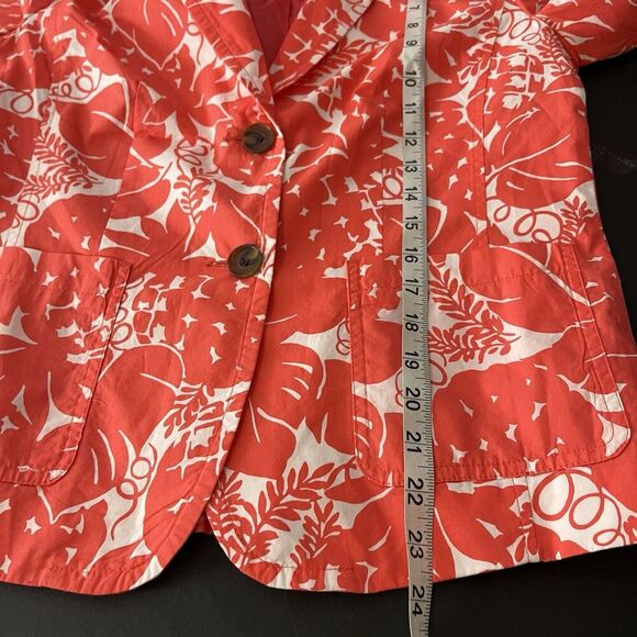 NWT Talbots CASUAL COTTON BLAZER - TROPICAL PINEAPPLE Orange White 6 - Picture 6 of 6